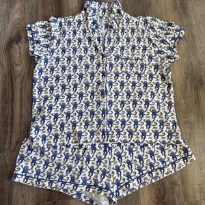 Dark Blue Money Roller Rabbit Short Polo Pajamas